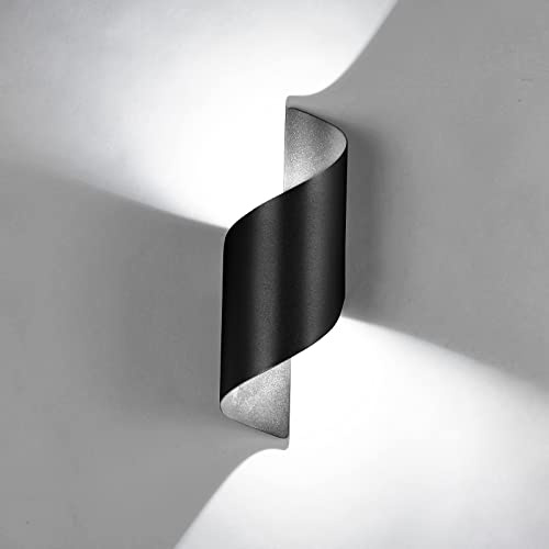 ZIKEY LED Wandleuchte Innen/Außen 10W Modern Up Down Wandlampe aus Aluminium,Weißes Innenleuchte, Außenwandleuchte IP65 Wasserdichte für Schlafzimmer/Treppenhaus/Flur/Terrasse/Hof/Haustür