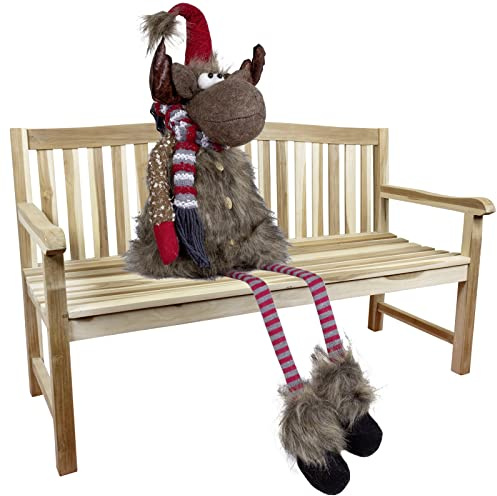 Christmas Paradise XL Kantenhocker Weihnachts-Elch 36cm(90cm) sitzendes Rentier braun