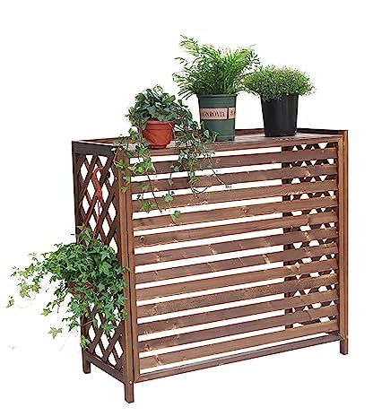 Klimaanlage Zaun, Klimaanlage Blumenständer, Klimaanlage Holz Blumenständer Holz, Outdoor Zaun Klimaanlage Abdeckung Sichtschutz, atmungsaktiv & alle Jahreszeiten. (Größe: Fensterläden)