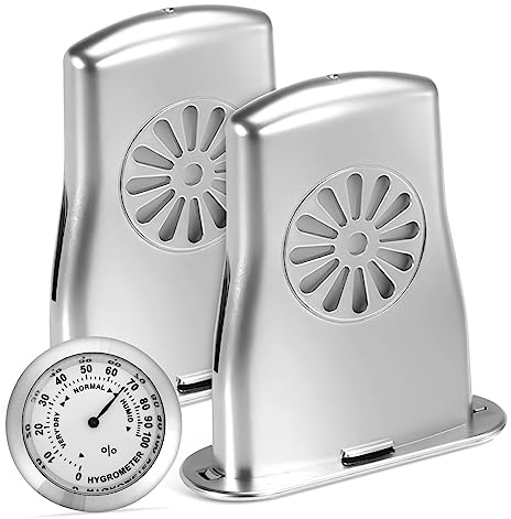 Gadpiparty Thermometer Hygrometer with 1 Round Humidifier and 2 Silver Humidifiers for Violin Guitar Case Instrument Care