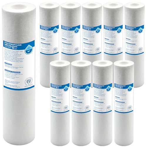 Cartouches filtrantes à sédiments en polypropylène 10 pouces – Lot de 10, 20 microns, éliminent efficacement les particules de saleté, durée max. 6 mois
