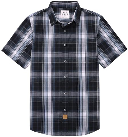 Dubinik® Chemise Homme Manches Courtes Carreaux De Travail Poche Casual Été Chemisette Homme Bouton Chemise Carreaux Homme