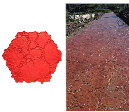 RENLXFI Moldes Hormigon Impreso Hormigón Textura Sellos Mats con Asas, Pared Suelo Guijarros Realistas Piedra Moldes De Estampado para Imprimir Patio Caminos Calzadas Aceras