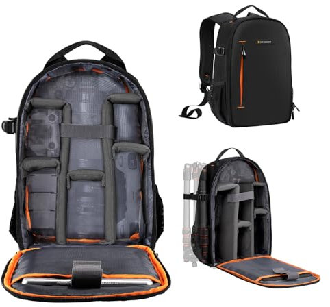 K&F CONCEPT Mochila para cámara, 10L portátil pequeña Mochila para cámara Impermeable Ligera y compacta Apertura de 180° Bolsa para cámara DSLR SLR