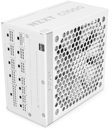 NZXT C1000 Gold ATX 3.1 - Alimentation PC Gaming entièrement modulaire à Faible Bruit - 1000 Watts - 80 Plus Gold - Connecteur 12V-2x6 - Mode zéro Ventilateur - Condensateurs 100% Japonais - Blanc