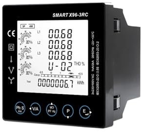 AIRUIXI Compteur d'énergie Compteur de Puissance triphasé à Trois Fils avec bobines Rogowski SMARTX96-3RC et ESCT-RC(3pcsESCT-RC150)