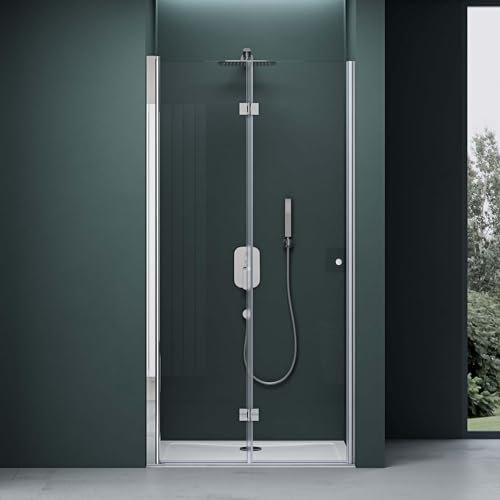 Mai & Mai Duschtür Nischentür dusche Duschabtrennung Duschkabine mit Drehfalttür 120x190cm ESG-Sicherheitsglas inkl. NANO-Beschichtung in Klarglas Teramo26K
