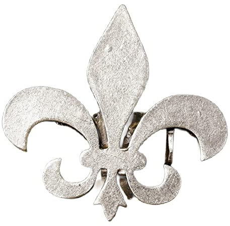 Bague Fleur de Lis - Grande bague - Bague fleur - Bague déclaration - Bague épaisse - Unisexe - Fleur de lys - Réglable - QD79, Adjustable, Laiton plaqué argent, Aucune pierre précieuse