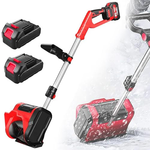 Pala da neve elettrica da 13'' con 2 batterie, profondità 6,3'' | larghezza 13'' | distanza di lancio 26 piedi, 2200 giri/min, maniglia anteriore regolabile e asta telescopica, spazzaneve portatile