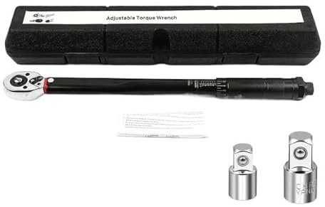 wangfq Allen Key Set 2-210N.m Torque Wrench 1/2'' 3/8'' 1/4'' Square Drive Preset Bicycle Torques Key Two-way Ratchet Car Bike Automotive Hand Tools Alan Keys Sets(2-24N.m Adapter)