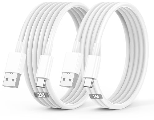 Cavo USB Type-C,Per Originale Cavetto USB C Cellulare Ricarica Rapida 2Pezzi 1M+2M,Per iPhone 17/Air/Pro/Pro Max/16/15/Pro/Plus/Pro Max,Per Samsung Galaxy S24/S23+/Ultra/S22/A53/A54/iPad Pro/Air/cavi
