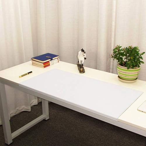 Schreibtischunterlage mit Kantenverriegelung, große PU-Leder-Tischmatte mit Kantenschutz, wasserdicht, rutschfest, Laptop-Mauspads für Büro, Zuhause, Arbeit, Studium, Tippen (Weiß, 90 x 45 cm)