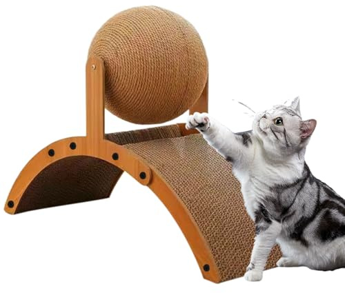 Yaztauho Kratzball Für Katzen - Kratzbrett - Interaktives Katzenspielzeug Mit Wellpappe Vertikaler Kratzbrett Für Wohnung Ruhe Spiel Mehrkatzen Fensterbank Wohnzimmer