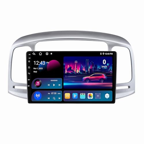 para Accent 2006-2011 9 Pulgadas Android 12 HD Pantalla Táctil Radio De Coche con Carplay Inalámbrico Android Auto Apoyo Dab BT 5.0 DSP RDS Enlace Espejo HiFi Cámara Trasera SWC(M100S)