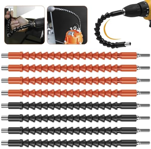 8Pcs Flexible Shaft Drill Bit Extension Bendable Soft Shaft Screwdriver Hex Shank Bit Extender Holder Drill Connector 295MM