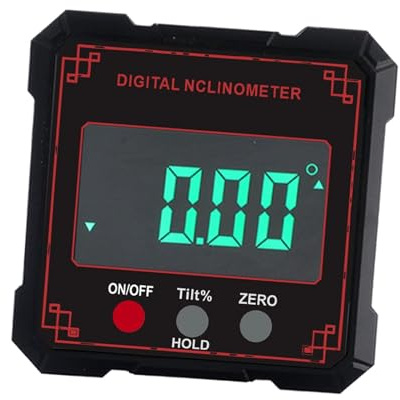 FewNvWa Digital Inclinometer Angle Measuring Device Precision Spirit Level Meter IP54 Waterproof with Holding Function for Construction Sites and We, Red