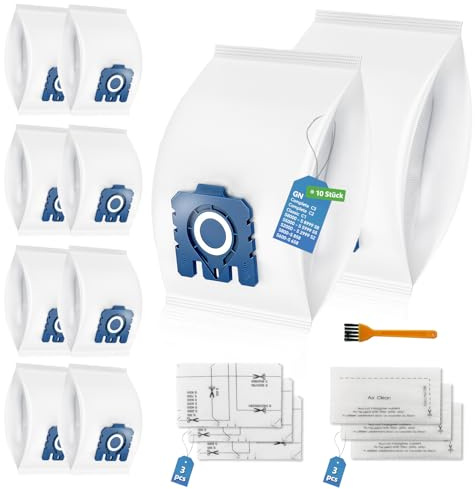 10 Stück Staubsaugerbeutel 3D Efficiency für Miele S8340, S8360, Complete C3, Classic C1, Hyclean GN & Pure Beutel, mit 3 Motorfilter & 3 Abluftfilter Ersatz Zubehör 9917730 12421130