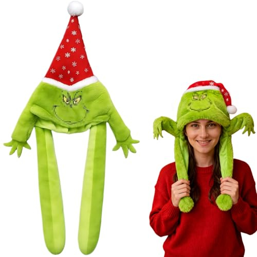 exatta Mütze mit Beweglichen Ohren,Weihnachtsmütze Plüsch,Plüsch Hut mit Wackelohren,Lustige Hüte für Weihnachten Winter Cosplay Geburtstag Geschenk