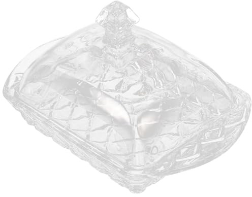 NUOBESTY Burriera in Vetro Trasparente Con Coperchio Scatola Di Formaggio Riutilizzabile Per Frigorifero Contenitore Portaburro Coperto Per Uso Domestico e Cucina