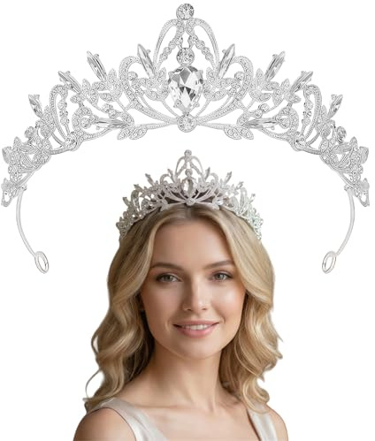 Tiara Krone Damen Diadem Hochzeit Crown Prinzessin Krone Mädchen Damen Diadem Crown Strass Queen Crowns Hochzeit Braut Kristall Tiara für Abschlussball Geburtstagsfeier Braut Haarschmuck Geschenk
