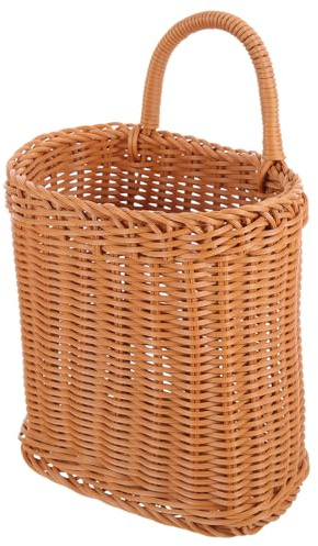 Cesto da Muro in Plastica Effetto Rattan per Cucina e Casa | Altri Oggetti e Piante, Funzione Decorativa e Contenitiva, Forma Unica, Stile Pastorale Semplice
