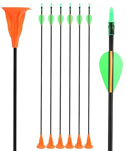 Poearcus Flecha de Tiro con Arco con Ventosa de 29 Pulgadas y Punta de Goma Segura para Principiantes (12, Naranja)
