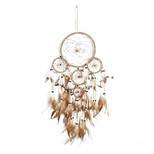 Atrapasueños Grandes de Plumas Marrones, Tejidos a Mano, Decoraciones Colgantes, 2 uds Atrapa Sueños