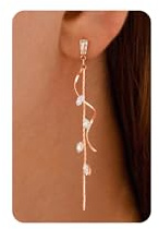 PRTGL Dangle Earrings: 14ct Gold/White Gold/Rose Gold Plated Butterfly Heart Star Pearl Hoop Tassel Long Dangle Earrings for Women Wedding Prom Party