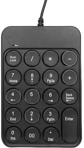 Annadue Tastierino Numerico Cablato a 19 Tasti, Tastiera Portatile Ergonomica per Laptop, con Copritasti Rotondi, Robusto e Stabile con Cuscinetti in Gomma Morbida, Progettato per il