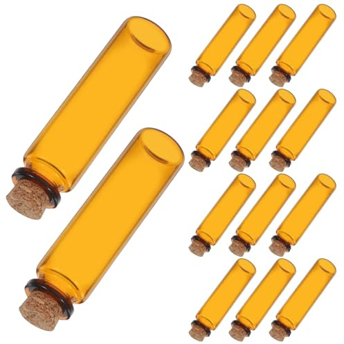 HOOTNEE Lot de 24 Mini Bouteilles à Message en Verre Brun 20 ML avec Bouchon en Liège Petites Fioles Étanches pour Mariage DIY Pots à Thé Décoration Intérieure Présents Souvenirs