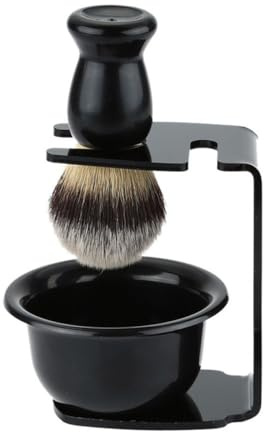 FONDOTIN Set di Pennelli e Facile da Pulire da Barba in Setola di Tasso Supporto in Plastica Leggero per Uso Domestico