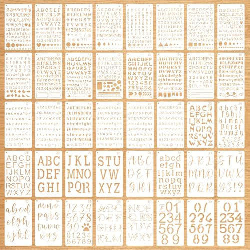 Stencil Lettere Alfabeto 40 Pezzi Stencils Lettere Riutilizzabili Stencil di Lettere Stencil Numero per Scrapbooking Disegno Graffiti Scrittura