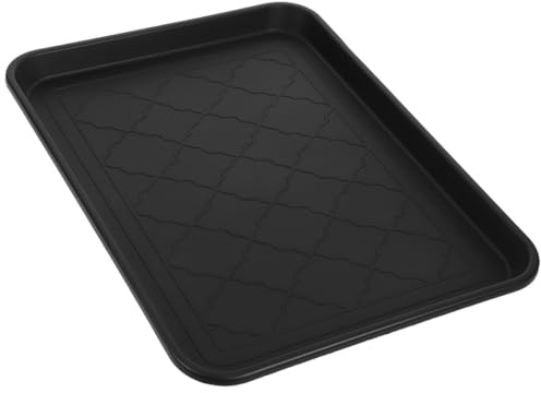 HAPINARY Bandeja Grande para Zapatos y Botas de Plástico Negro 45x36x3 Cm Base Antideslizante Multifuncional para Almacenaje en Entrada, Macetas y Mascotas