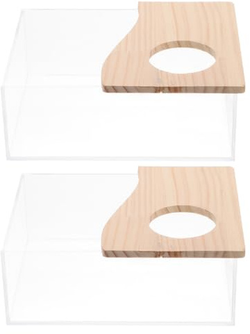 Kichvoe 2 Stück Hamster Sandbad Badewanne aus Acryl Transparent mit Halbem Deckel 20x15x8cm Sandkasten für Hamster Chinchilla und Kleintiere