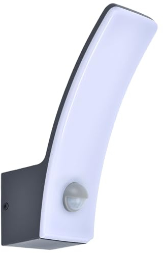 LUTEC KILO Applique Murale Extérieure LED avec Détecteur de Mouvement, 12W 1280lm 3000K Blanc Chaud, Luminaire Extérieur Noir