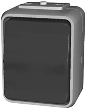 Schneider Electric Elso Universal Schalter, 1-fach, Aufputz, IP44, 10A, Steckklemme, Aquatop, licht/basaltgrau, Artikelnummer 441609