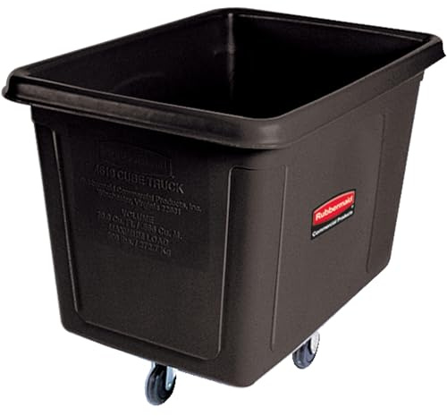 Rubbermaid Commercial Products Bulk Cube Truck with Wheels, Black, Transport up to 600 lb. of Waste/Laundry/Linen/Supply/Packaging Material for Hospital/Hotel/School
