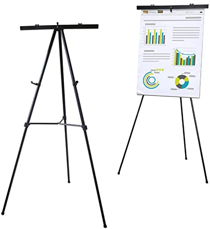 Audio-Visual Direct Lightweight Aluminum Flip-Chart Presentation Easel, Adjustable Height 37-70, Black
