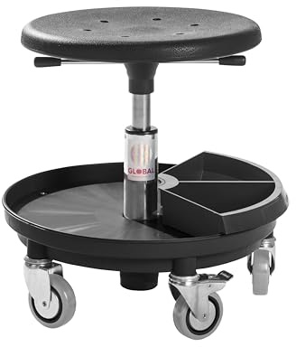 Kaiser + Kraft Montagehocker mit Ablage | Gasfeder-Höhenverstellung 370 - 500 mm, schwarz