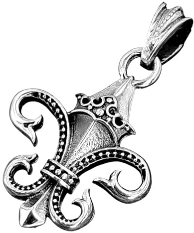 Kiss of Leather Fleur de Lys Pendentif en 925 Sterling Argent Nr.40A
