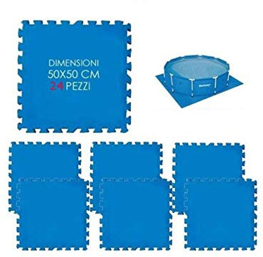 TAPPETO IN GOMMA COMPONIBILE TAPPETINO SOTTO PISCINA cm.50X50 (pz.24) BESTWAY mod.58220
