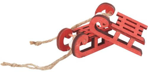 VBS Mini-Schlitten Anhänger Rot 2 Stk. Weihnachten Miniatur 6x3x2cm Vintage Christbaumschmuck Tannenbaum