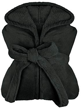 npluseins extra weicher Kapuzen-Bademantel aus Kuschelfleece - in modernen Farben und verschiedenen Größen - unisex & wadenlang, S, weiß