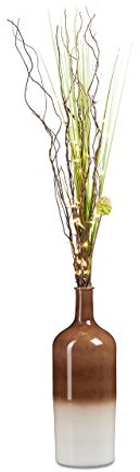 Relaxdays Deko Vase XL im angesagten Retro-Design, Bodenvase 46 cm, mit typischem Farbverlauf, in Flaschenform, HBT: 46 x 15,5 x 15,5 cm, braun / weiß