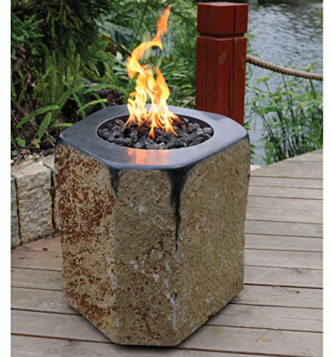 Geukes Gas Terrassenfeuer, Basalt Feuertisch Nabro, ca. Ø 45-50 x H 50 cm