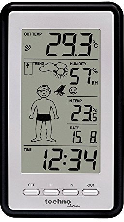 Technoline WS 9632 Wireless Weather Station with Forecast, silver with batteries