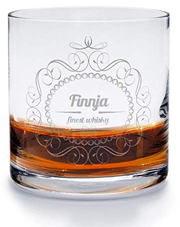 printplanet - Whiskyglas mit Namen Finnja graviert. - Leonardo® Whiskeyglas mit Gravur - Design Ornamente 2