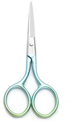 Motanar Multicolor Professional Grooming Scissors for Personal Care Facial Hair Removal and Ear Nose Eyebrow Trimming Stainless Steel Fine Straight Tip Scissors 3.9 Inch (Green)