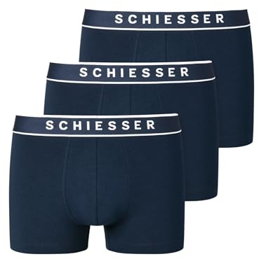 Schiesser Herren 3 Pack Boxershorts Bio Baumwolle Multipack - 95/5 Organic, dunkelblau_173983, 7/ XL