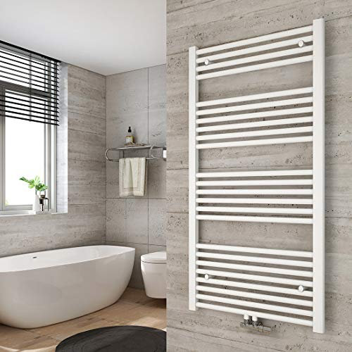 Heilmetz Handtuchtrockner Badheizkörper 1200 x 600 mm Weiß Handtuchheizkörper für Wasser Heizkörper Bad Mittelanschluss Heizung Handtuchwärmer